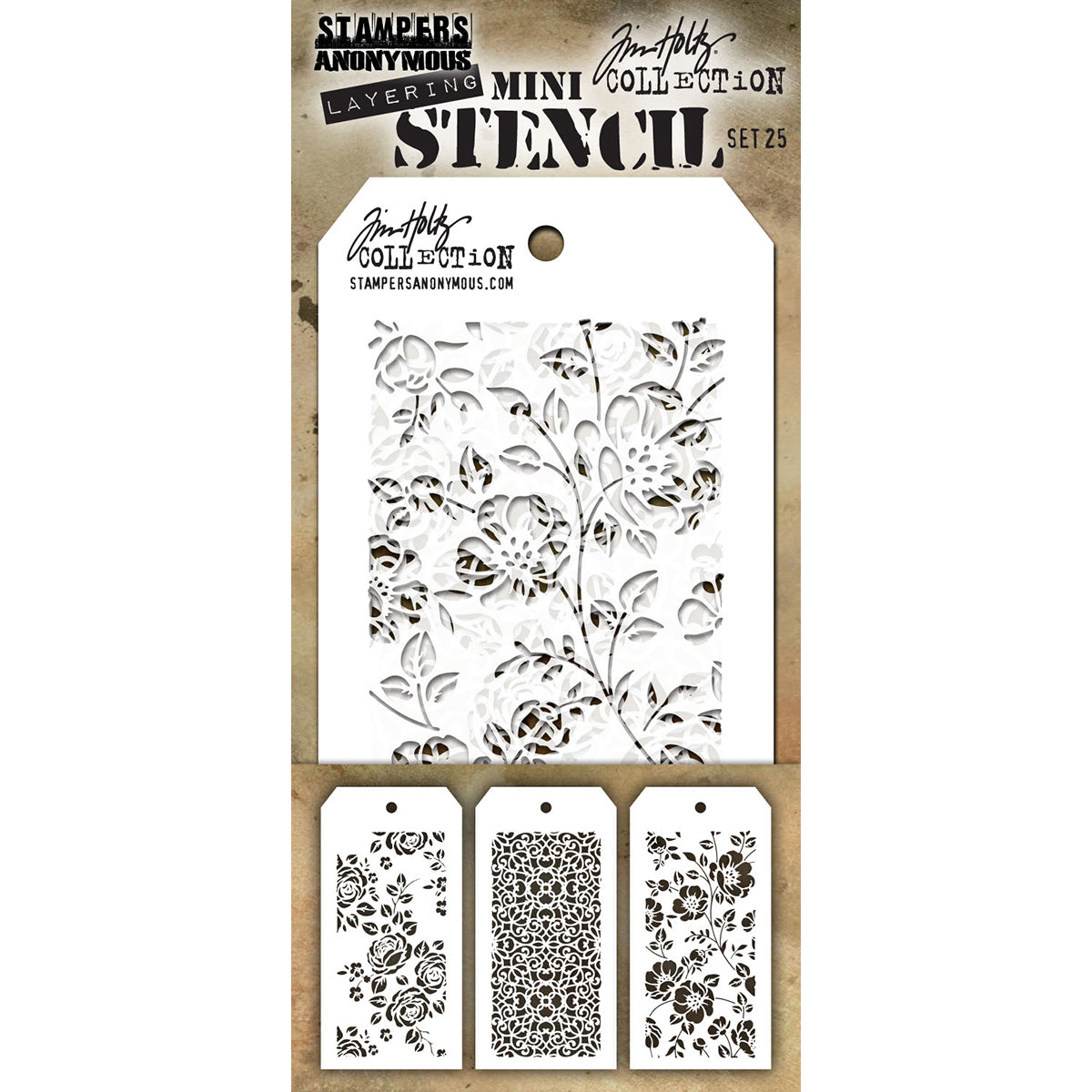 Tim Holtz Mini Layered Stencil Set 3/Pkg-Set #3