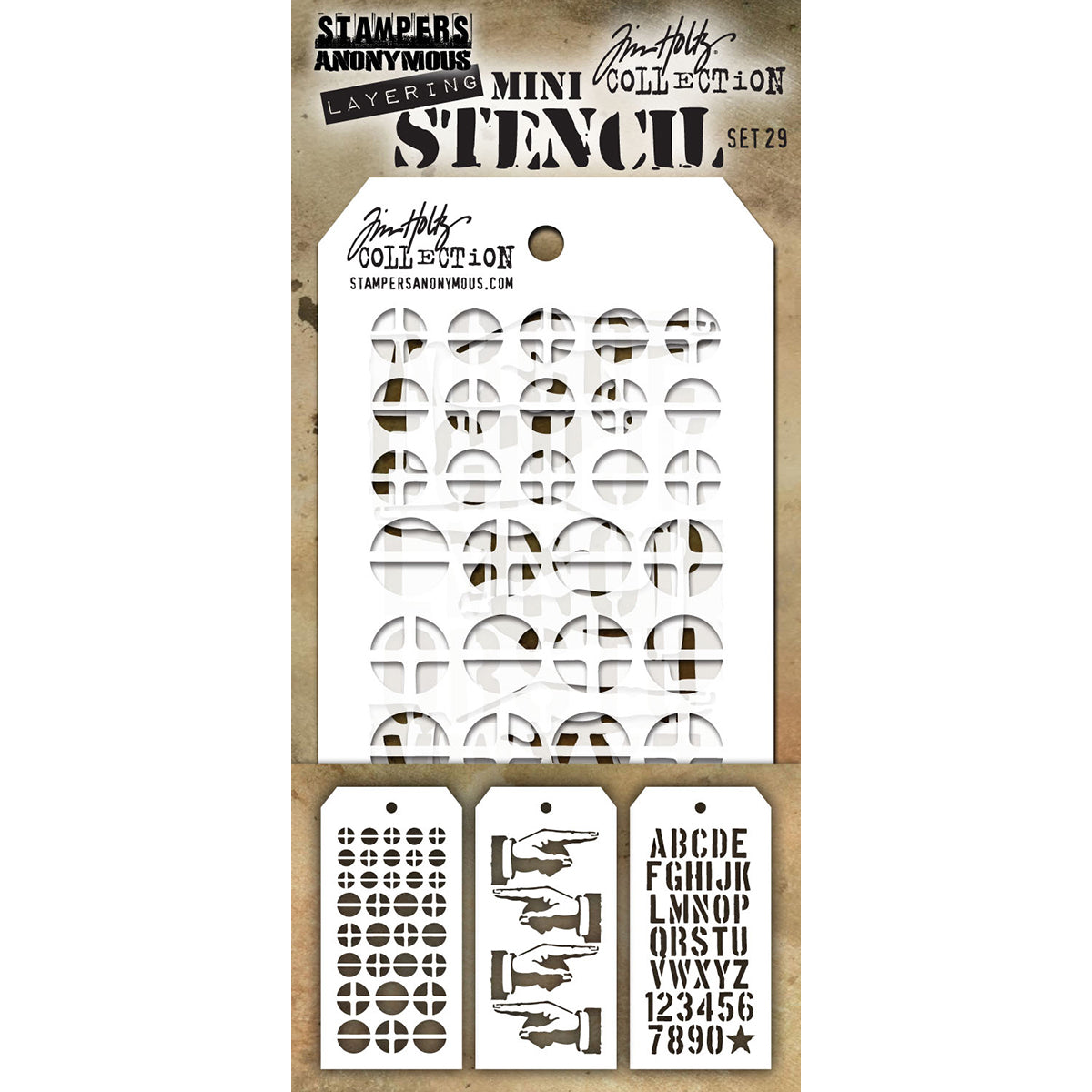 Tim Holtz Mini Layered Stencil Set 3/Pkg-Set #3