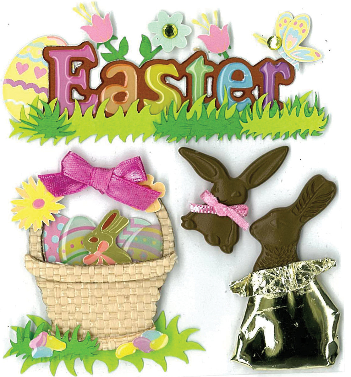 Jolee's Boutique Dimensional Stickers-Easter Chocolate Bunnies