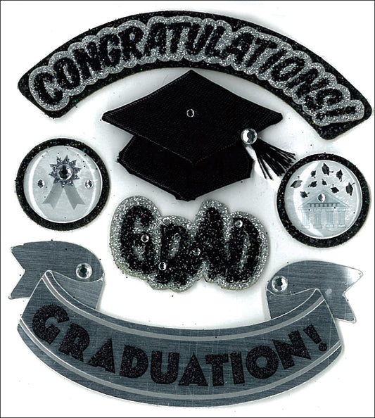 Jolee's Boutique Dimensional Stickers-Hats Off Grad