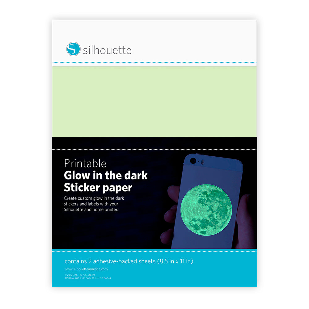 Silhouette Printable Sticker Paper 8.5"X11" 2/Pkg-Glow-In-The Dark