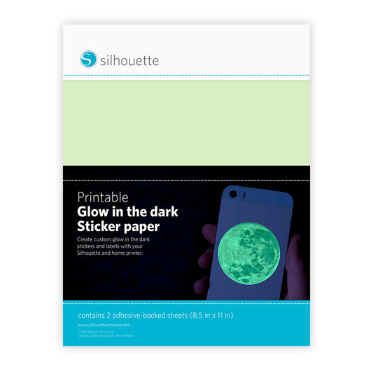 Silhouette Printable Sticker Paper 8.5"X11" 2/Pkg-Glow-In-The Dark