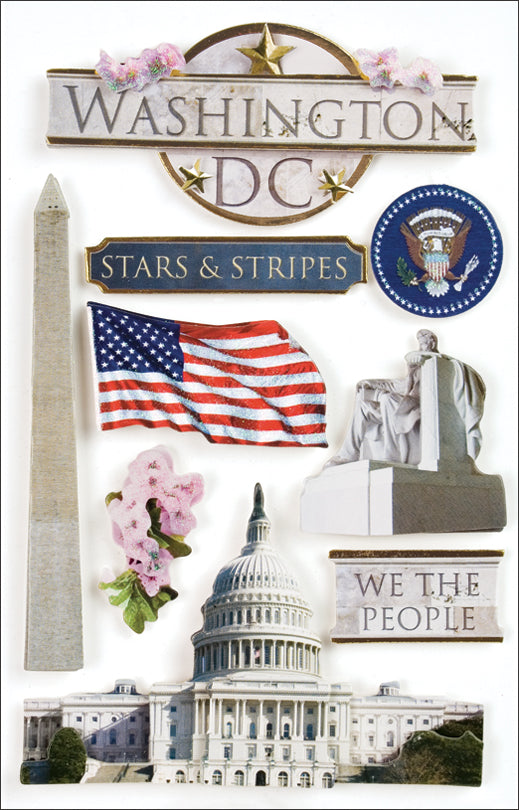 Paper House 3D Stickers 4.5"X7.5" -Washington D.C.