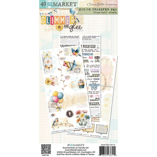 49 and Market Blendable Rub-On Transfer Set 6"X12"-Glimmer and Glee