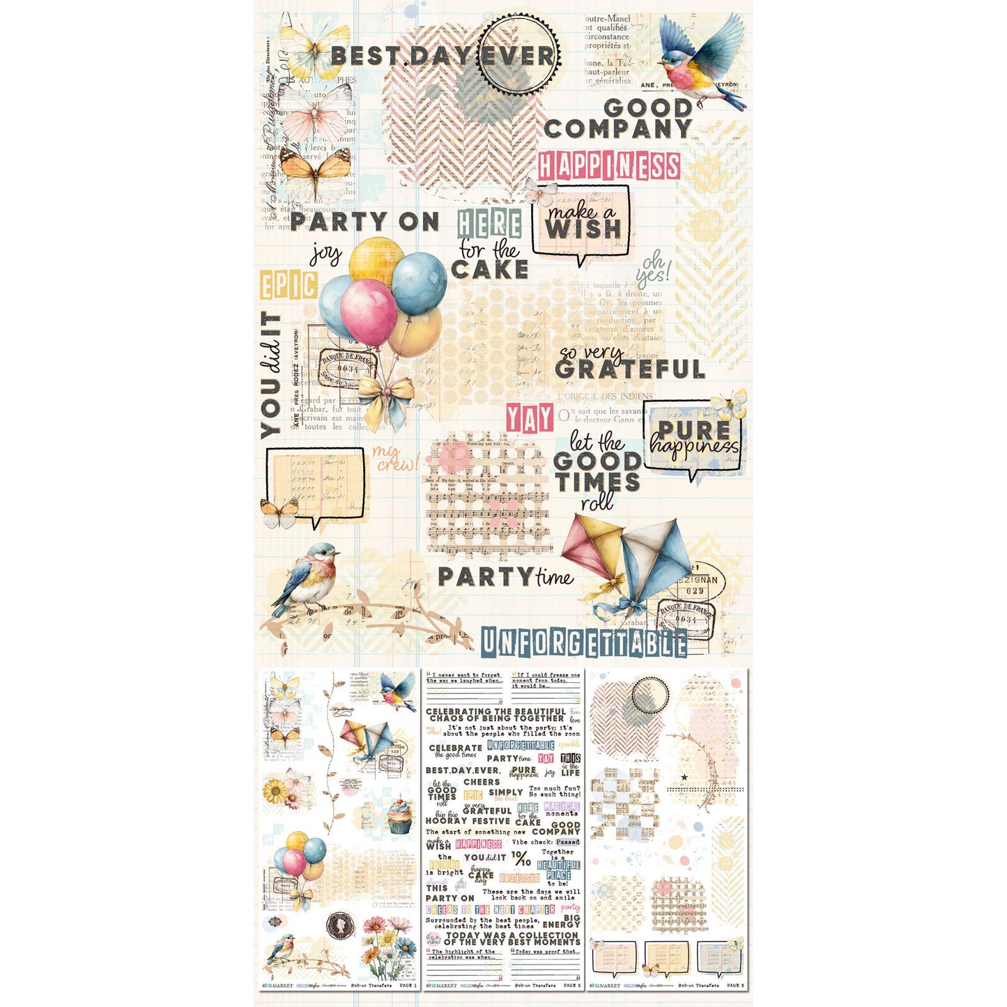 49 and Market Blendable Rub-On Transfer Set 6"X12"-Glimmer and Glee