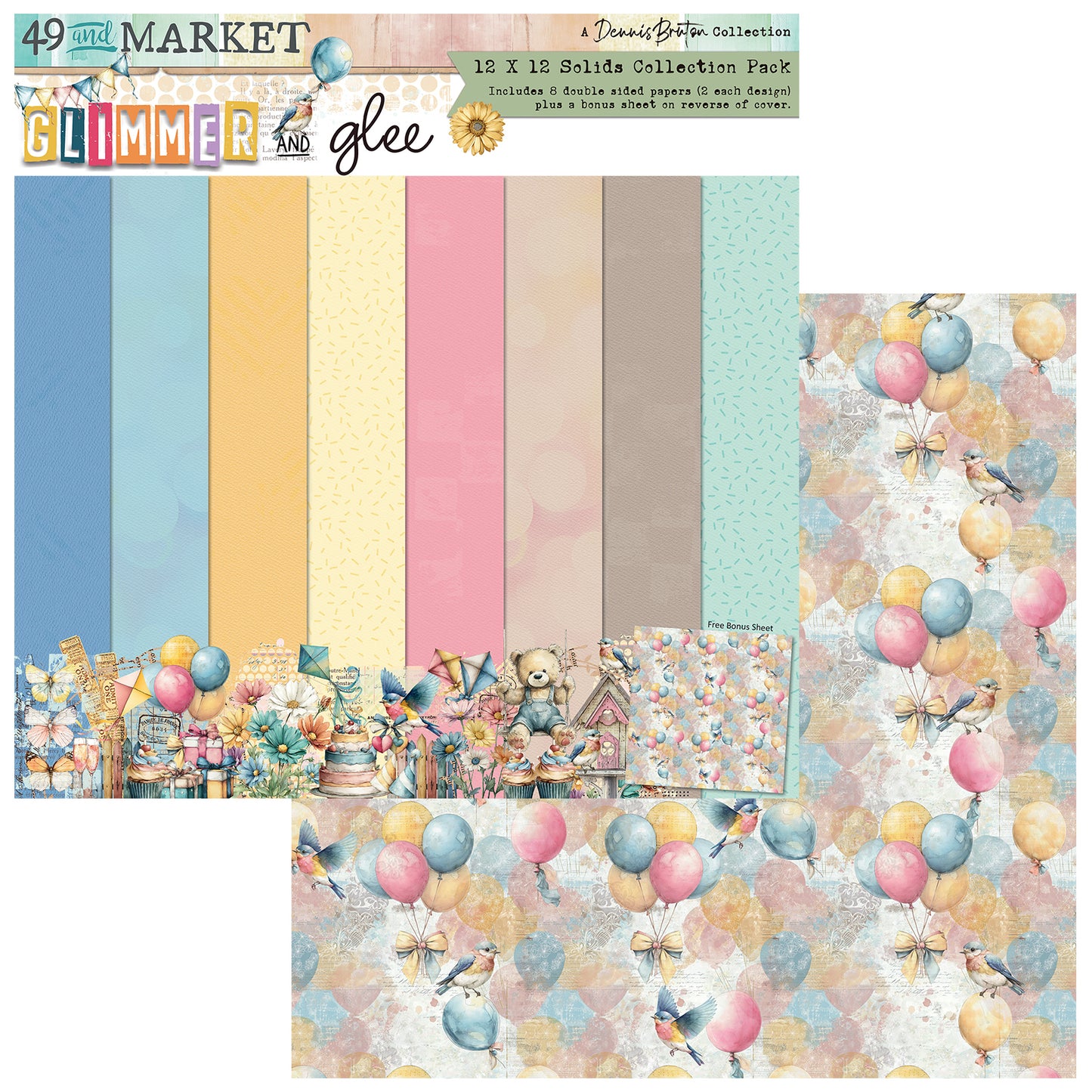 49 and Market Solids Collection Pack 12"X12"-Glimmer and Glee