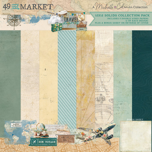 49 and Market Solids Collection Pack 12"X12"-Travel Diaries