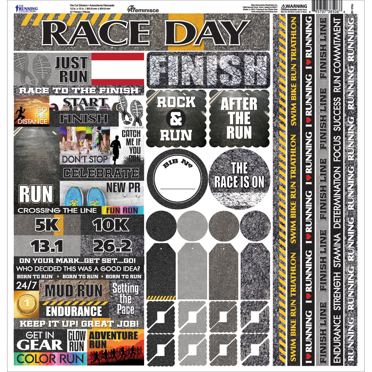Reminisce Variety Cardstock Stickers 12"x12"-Running