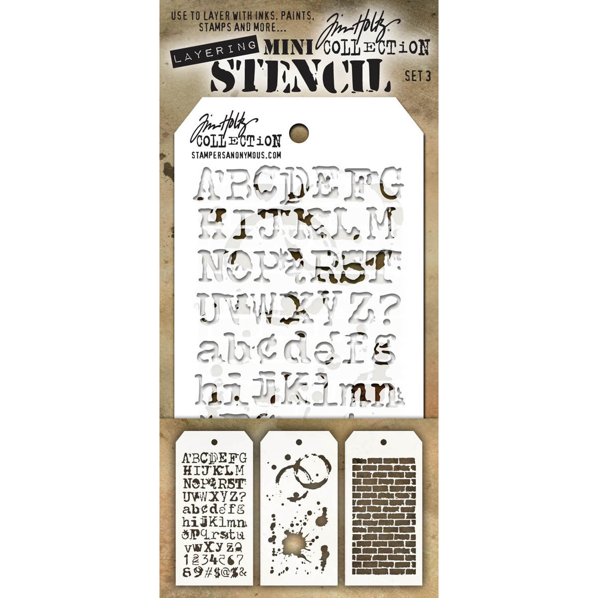 Tim Holtz Mini Layered Stencil Set 3/Pkg-Set #3