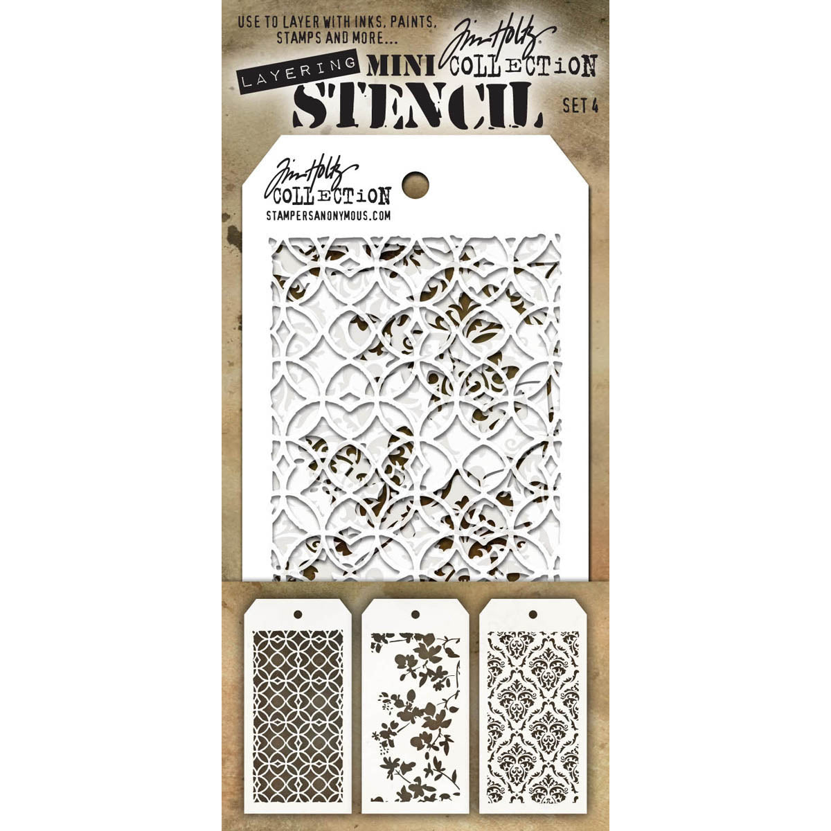 Tim Holtz Mini Layered Stencil Set 3/Pkg-Set #3