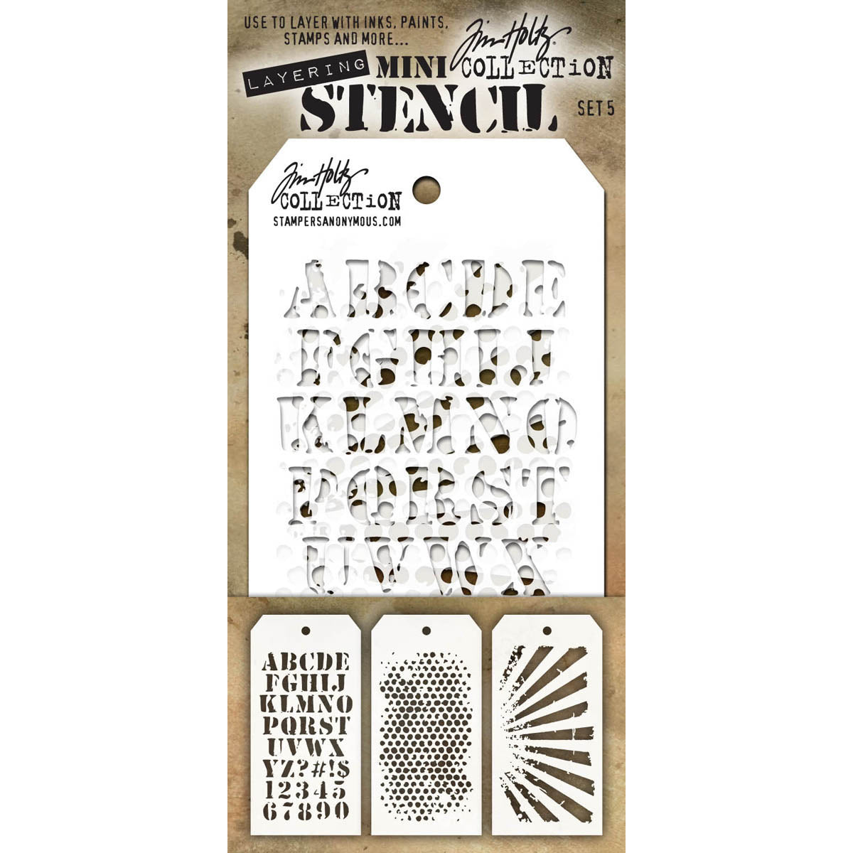 Tim Holtz Mini Layered Stencil Set 3/Pkg-Set #3