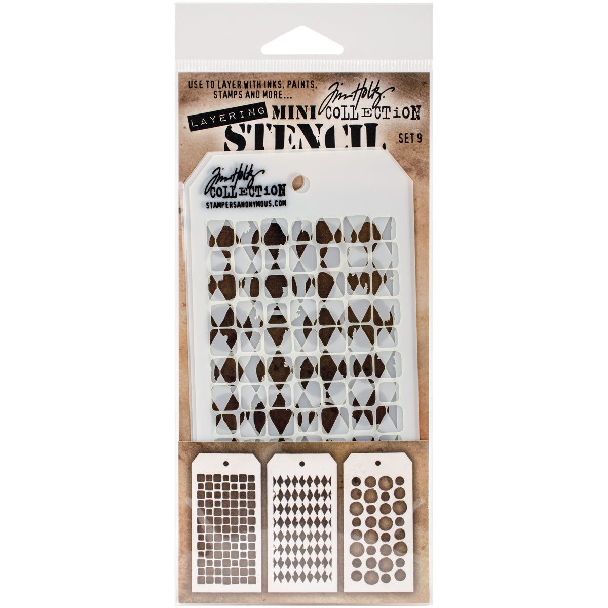 Tim Holtz Mini Layered Stencil Set 3/Pkg-Set #3