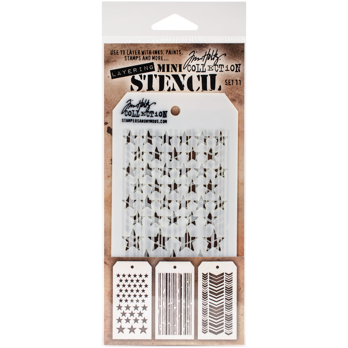 Tim Holtz Mini Layered Stencil Set 3/Pkg-Set #3