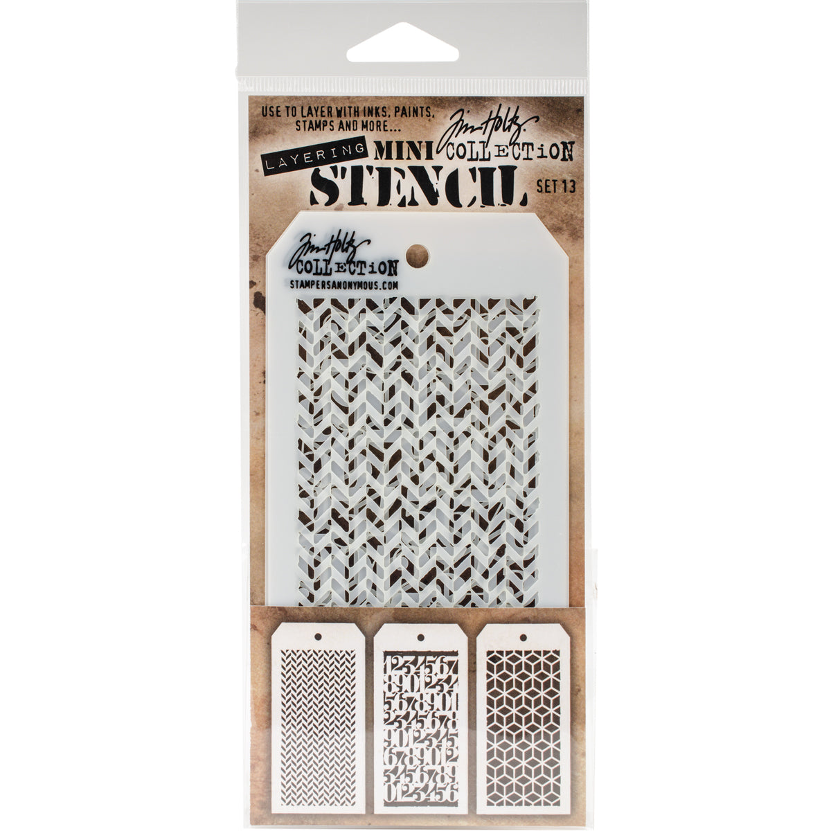 Tim Holtz Mini Layered Stencil Set 3/Pkg-Set #3