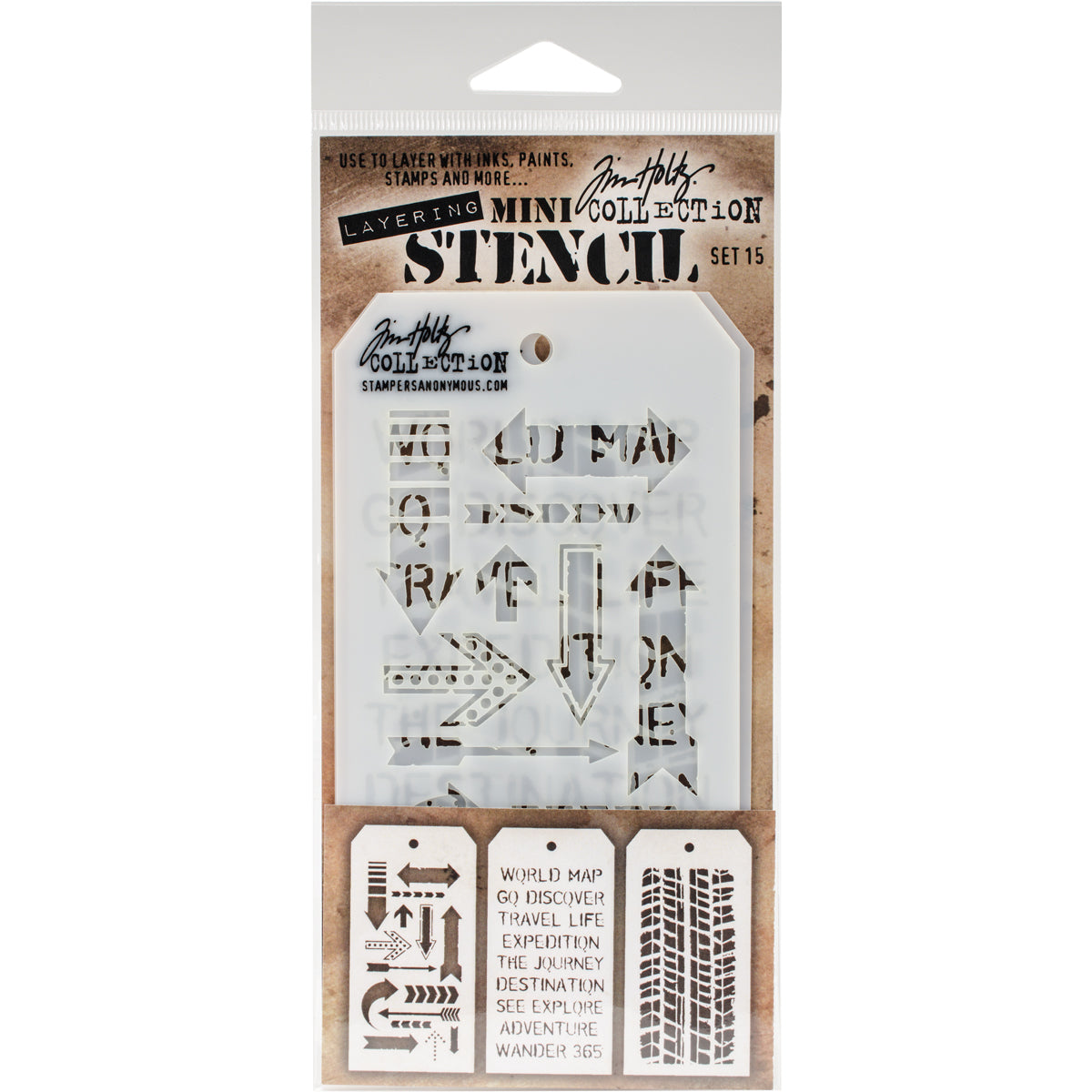 Tim Holtz Mini Layered Stencil Set 3/Pkg-Set #3