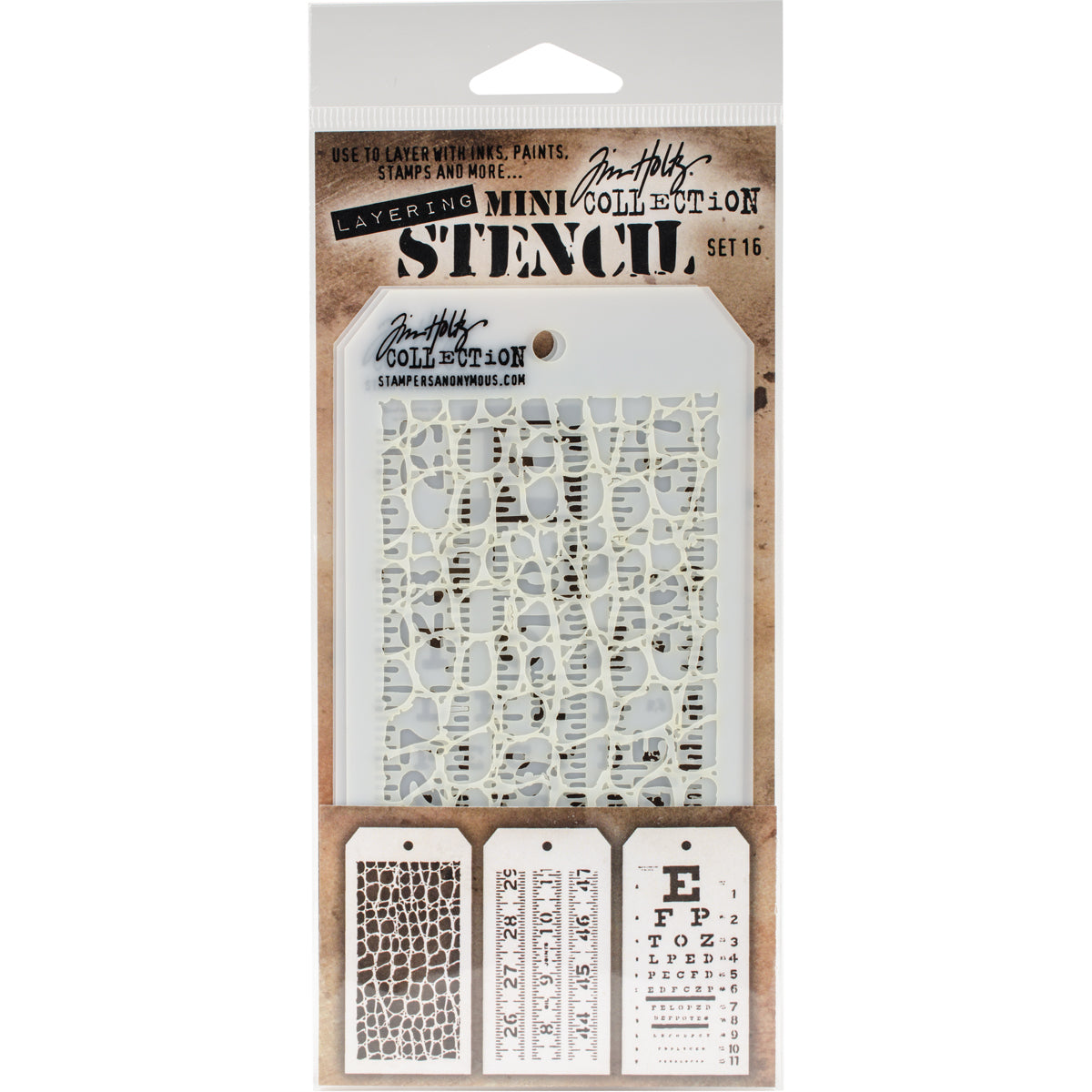 Tim Holtz Mini Layered Stencil Set 3/Pkg-Set #3