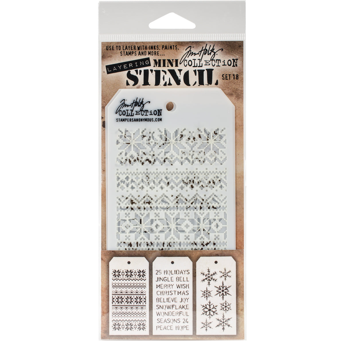 Tim Holtz Mini Layered Stencil Set 3/Pkg-Set #3