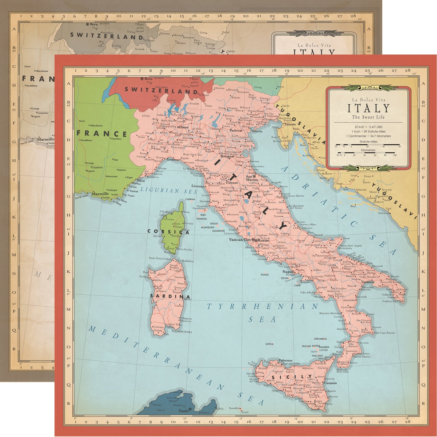 Cartography No.1 Double-Sided Cardstock 12"X12"-Europe Map