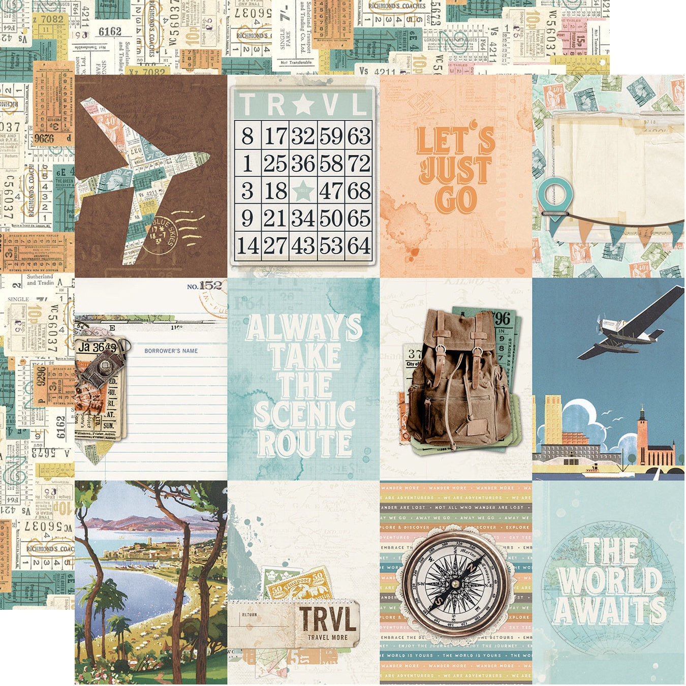 Simple Vintage Traveler Double-Sided Cardstock 12"X12"-Select Style