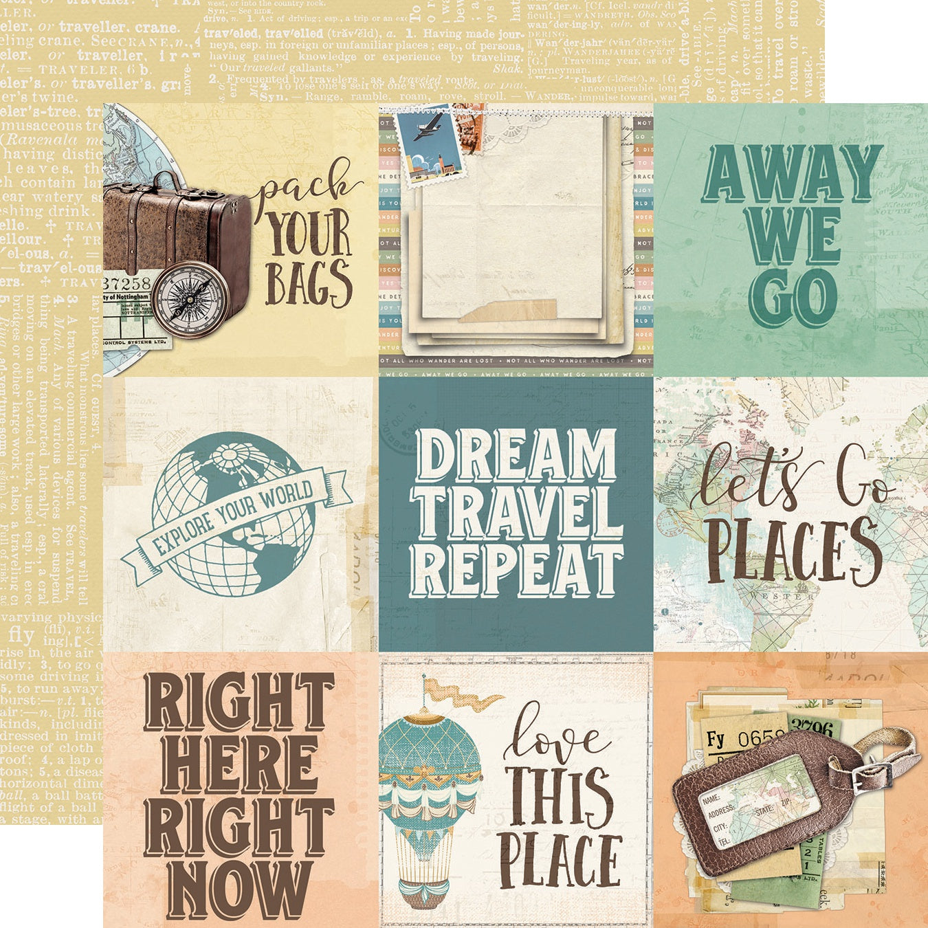 Simple Vintage Traveler Double-Sided Cardstock 12"X12"-Select Style