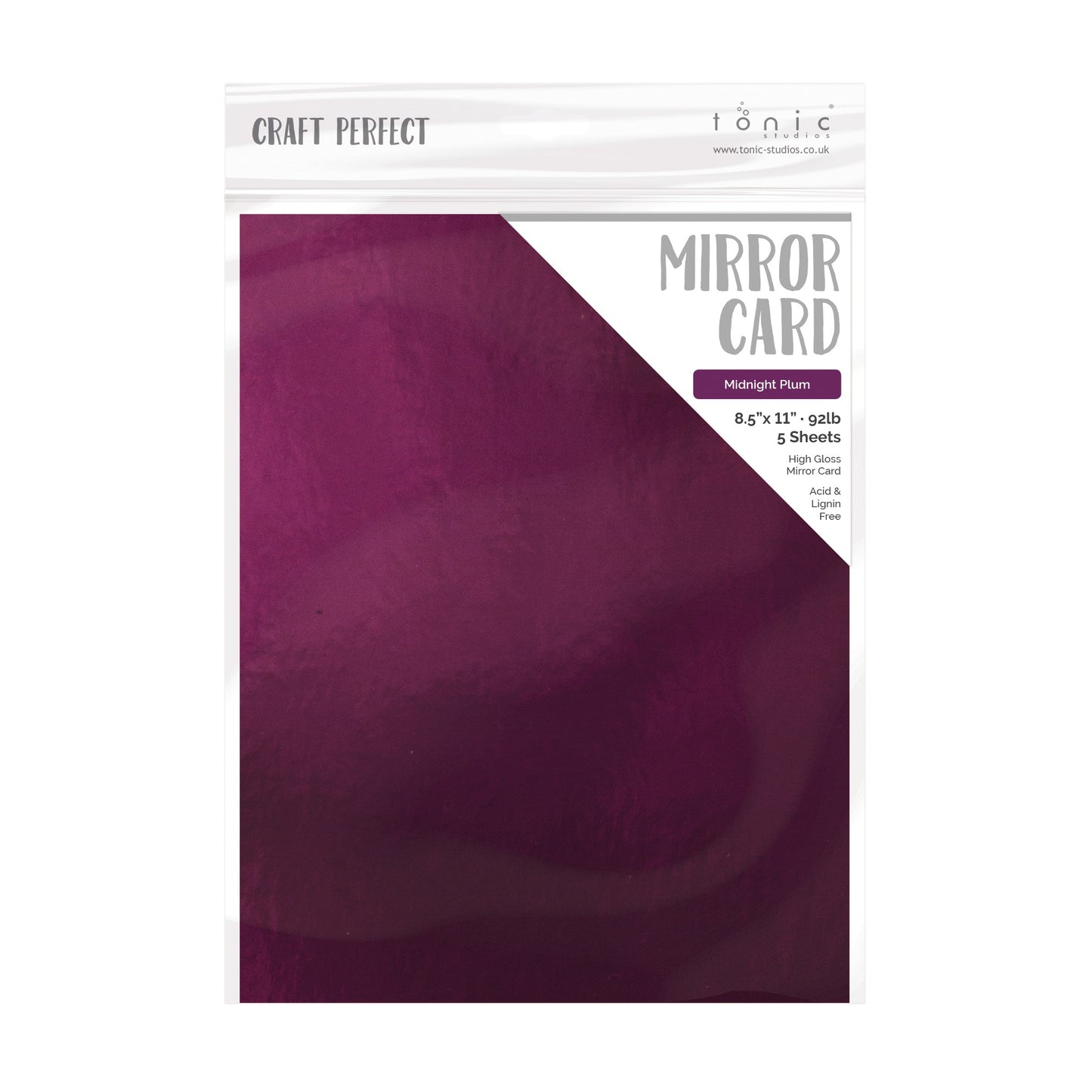 Craft Perfect High Gloss Mirror Cardstock 8.5"X11" 5/Pkg-Ruby Red