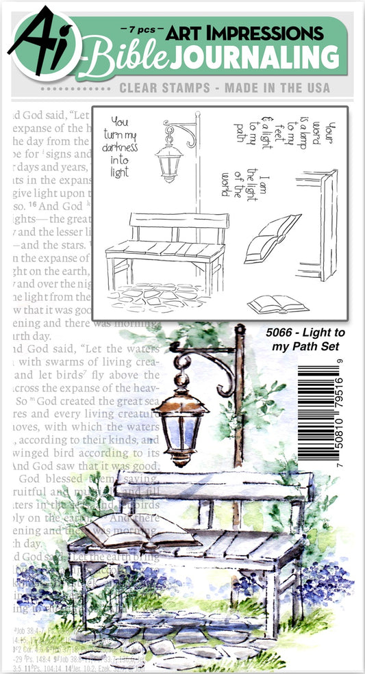 Art Impressions Bible Journaling Watercolor Clear Stamps-Light To My Path