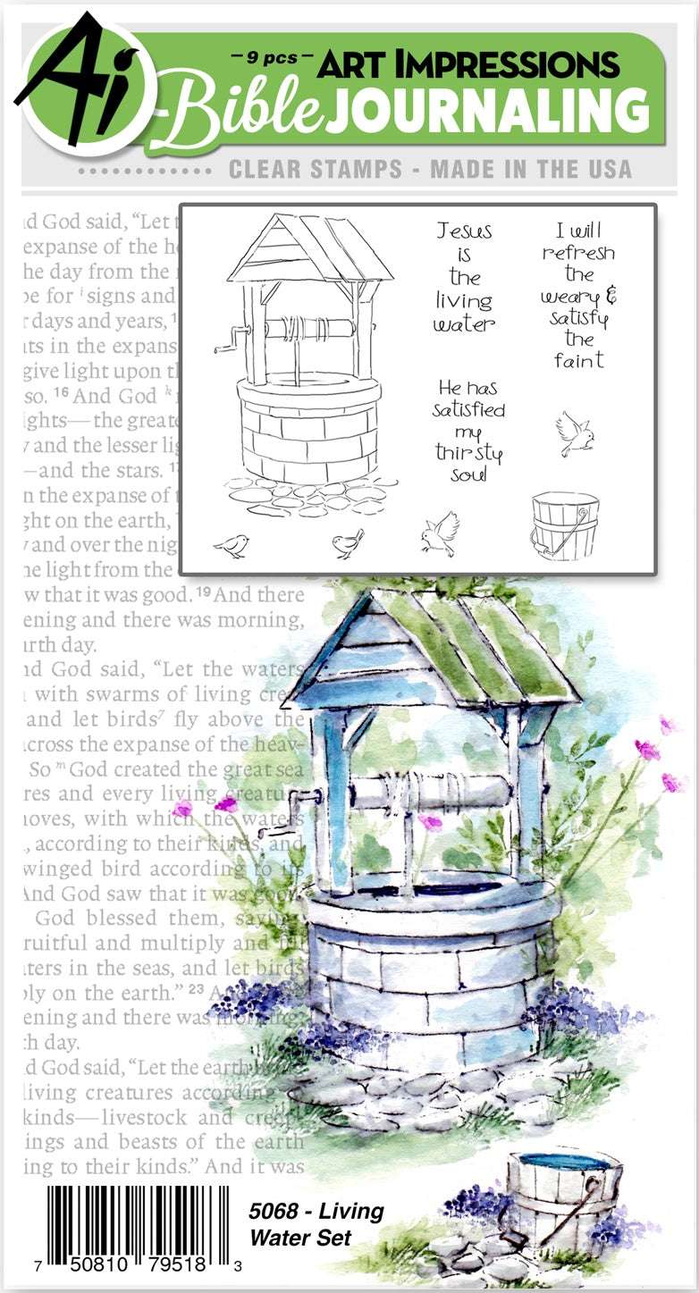 Art Impressions Bible Journaling Watercolor Clear Stamps-Living Water