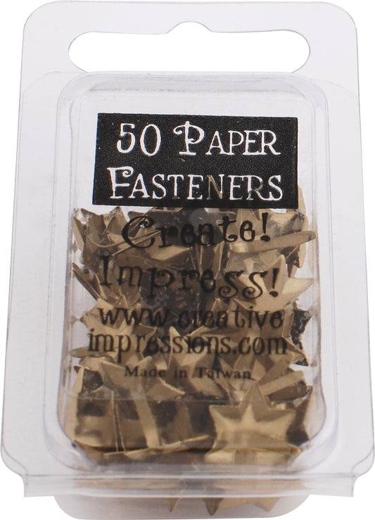 Creative Impressions Metal Paper Fasteners 50/Pkg-Brushed Gold 6-Point Star