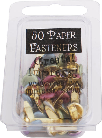 Creative Impressions Metal Paper Fasteners 50/Pkg-Round - Pearl