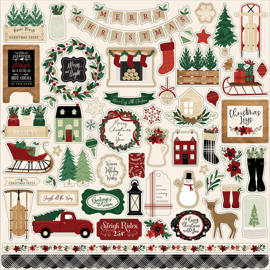 A Cozy Christmas Cardstock Stickers 12"X12"-Elements