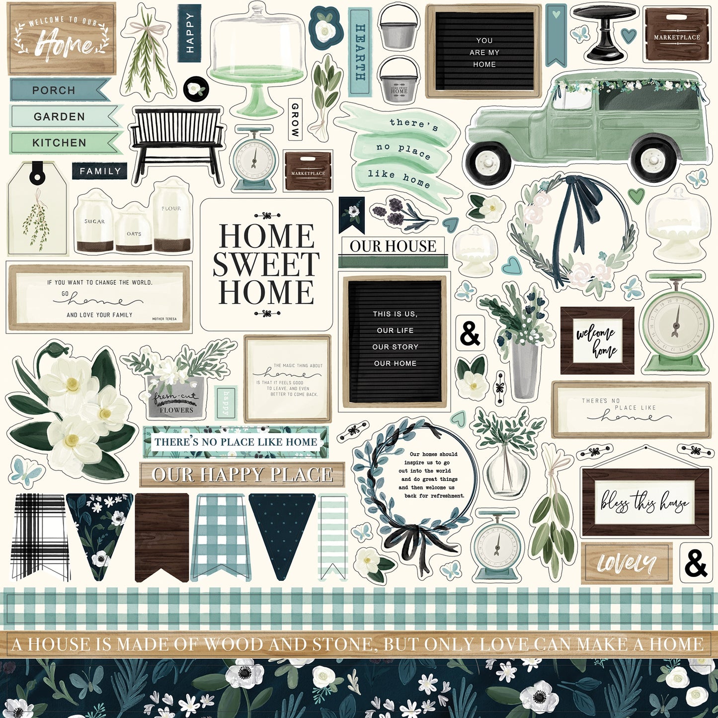 Home Again Cardstock Stickers 12"X12"-Elements