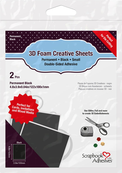 Scrapbook Adhesives 3D Foam Creative Sheets 2/Pkg-Thin Black