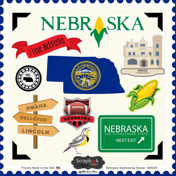 Nebraska Sightseeing 12 x 12 Sticker