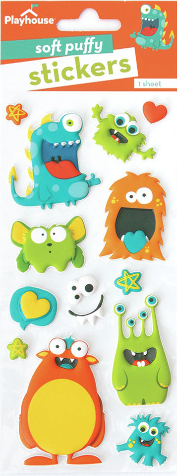 Paper House Soft Puffy Stickers -Monsters