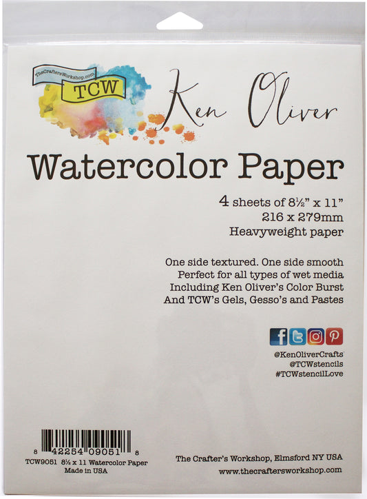 Ken Oliver Watercolor Paper Pack 8.5"X11" 4/Pkg-