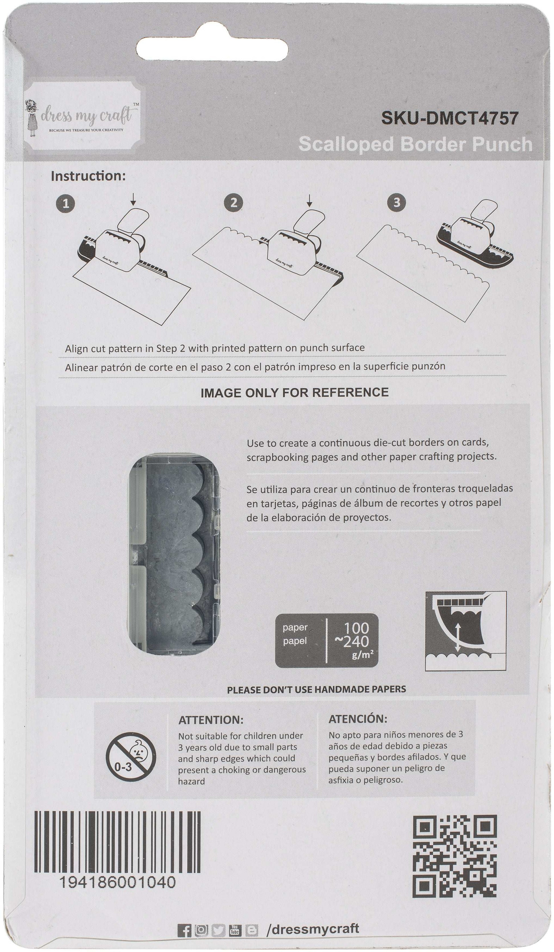 Dress My Craft Paper Punch -Scalloped Border Punch