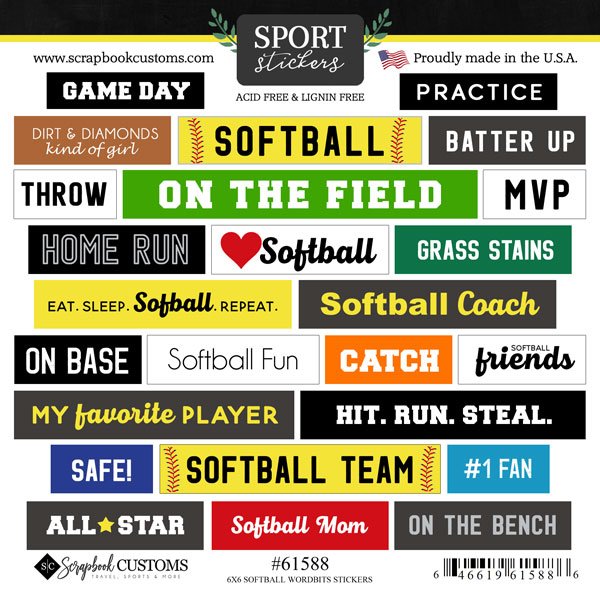 Softball Wordbits Sticker