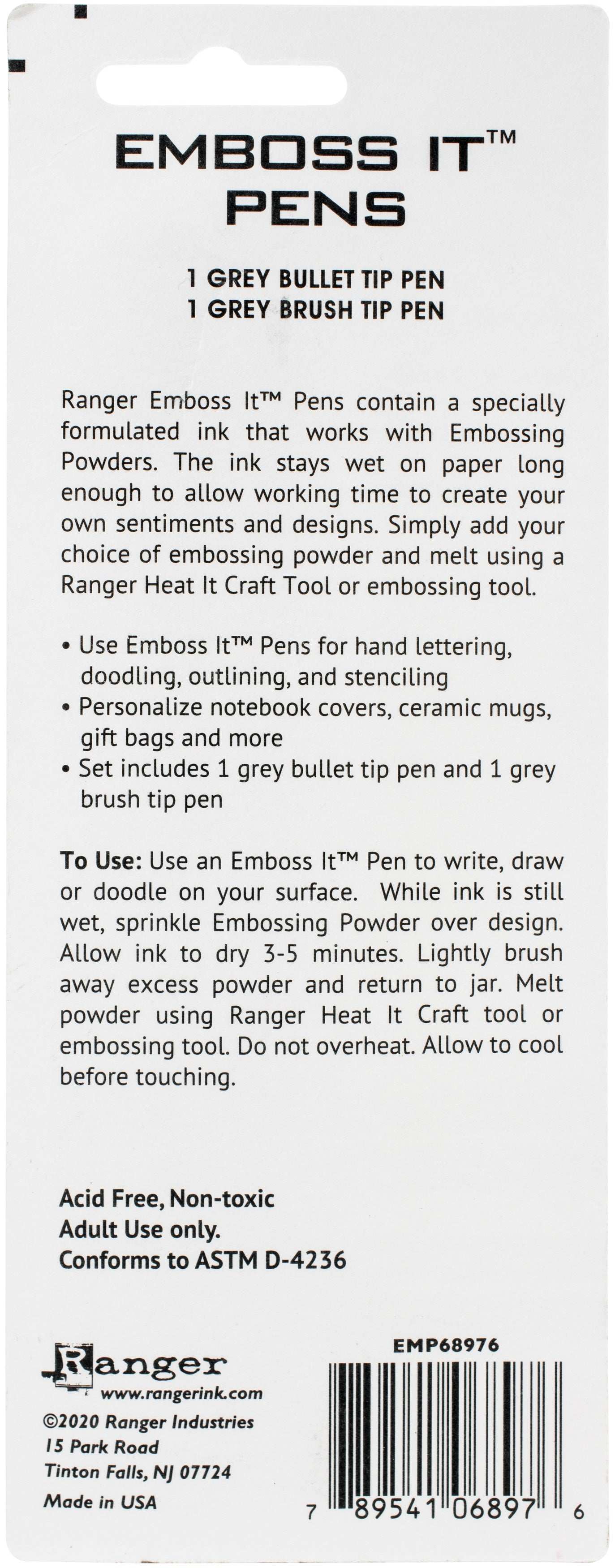 Ranger Embossing Pen Set 2/Pkg-Grey Brush & Grey Bullet