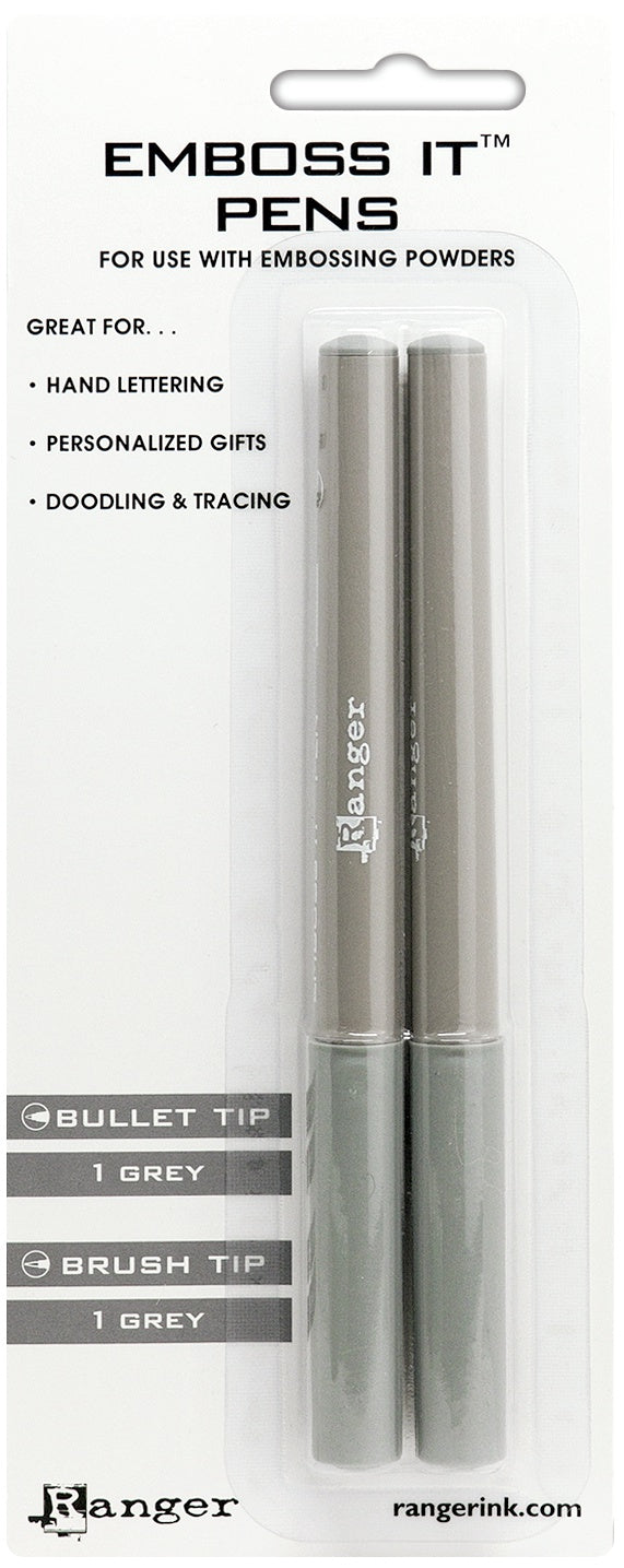 Ranger Embossing Pen Set 2/Pkg-Grey Brush & Grey Bullet