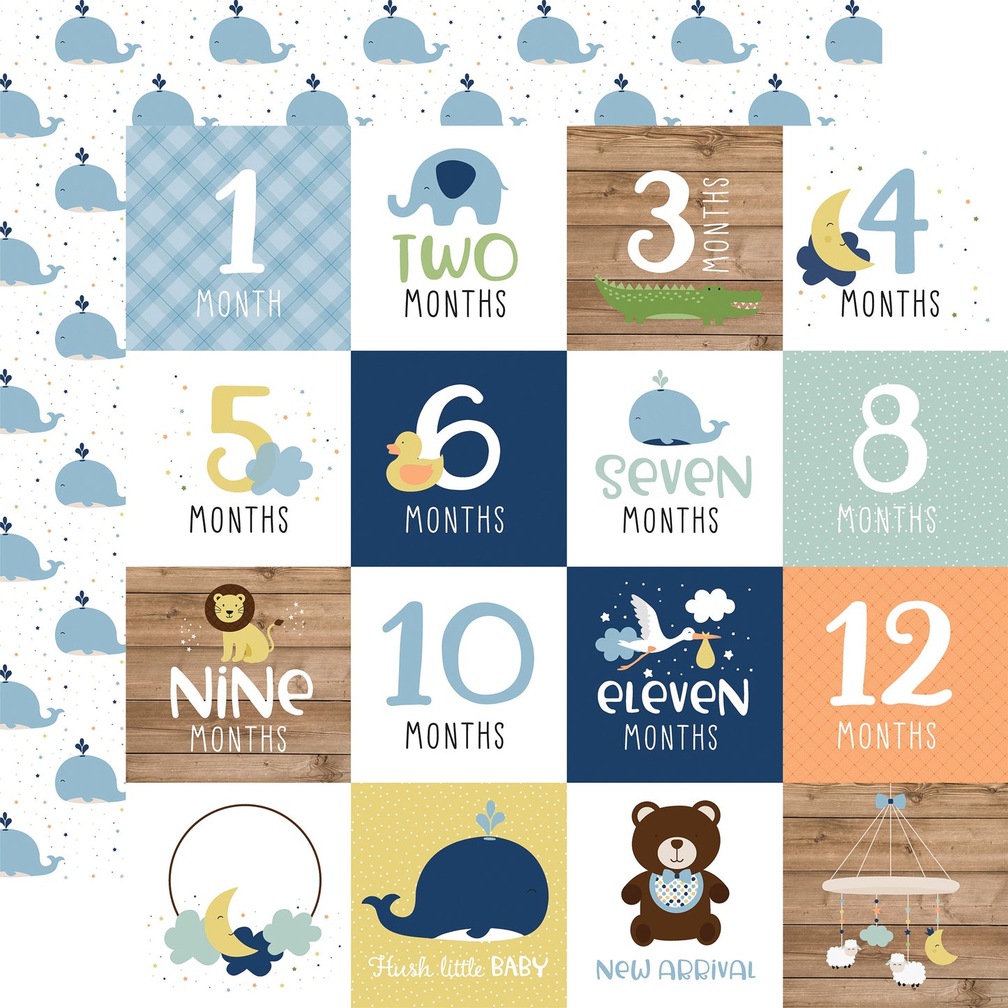 Baby Boy Double-Sided Cardstock 12"X12"-Newborn Plaid