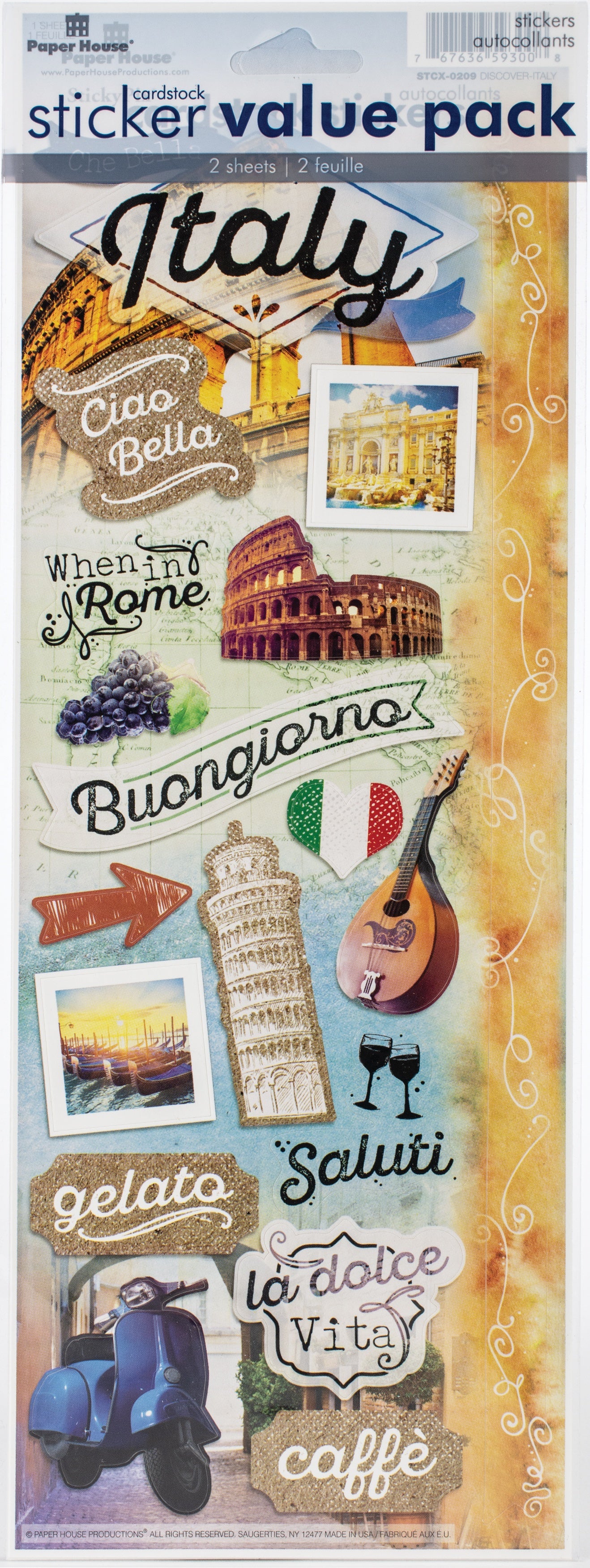 Paper House Cardstock Sticker Value Pack 2/Pkg-Italy