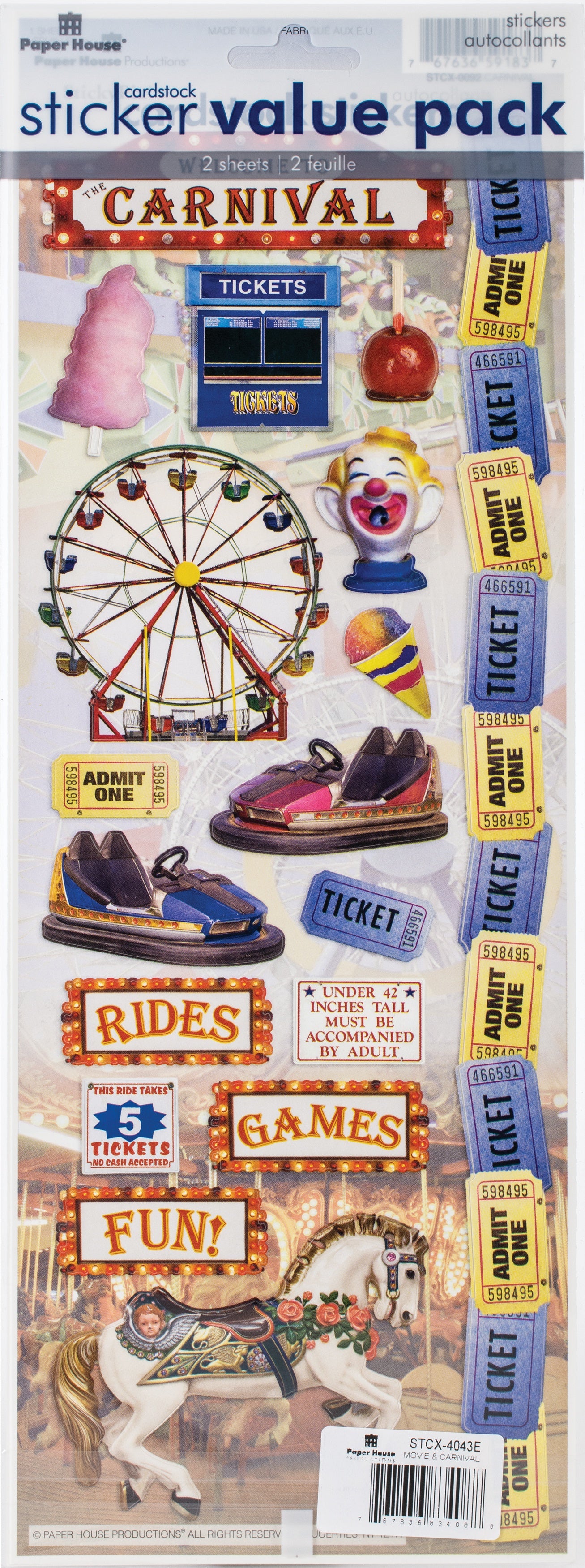 Cardstock Sticker 2/Pkg-Movie & Carnival