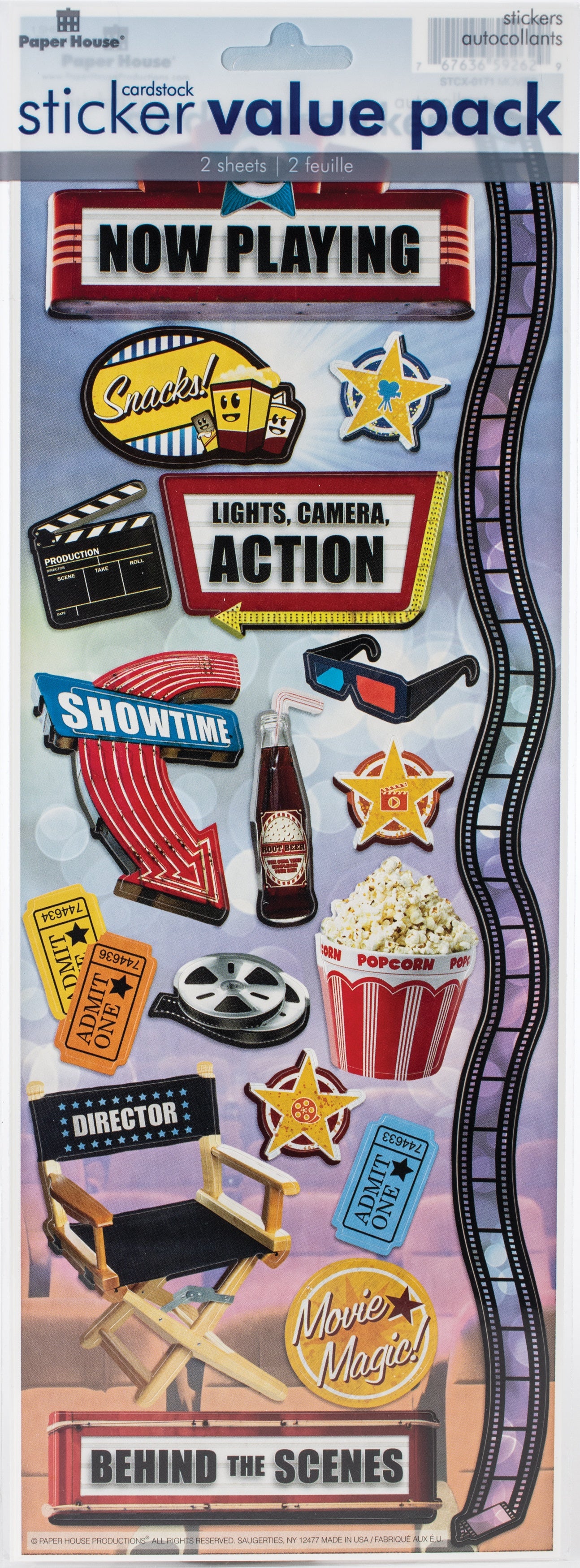 Cardstock Sticker 2/Pkg-Movie & Carnival