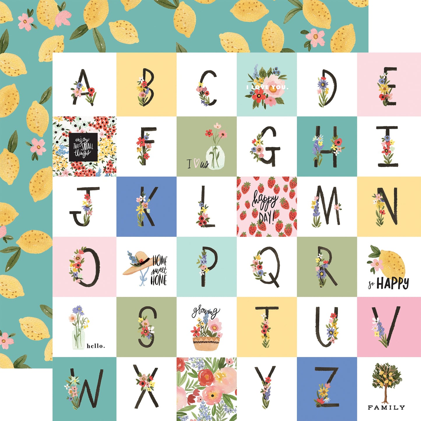 Oh Happy Day Spring Double-Sided Cardstock 12"X12"-Happy Alphabet