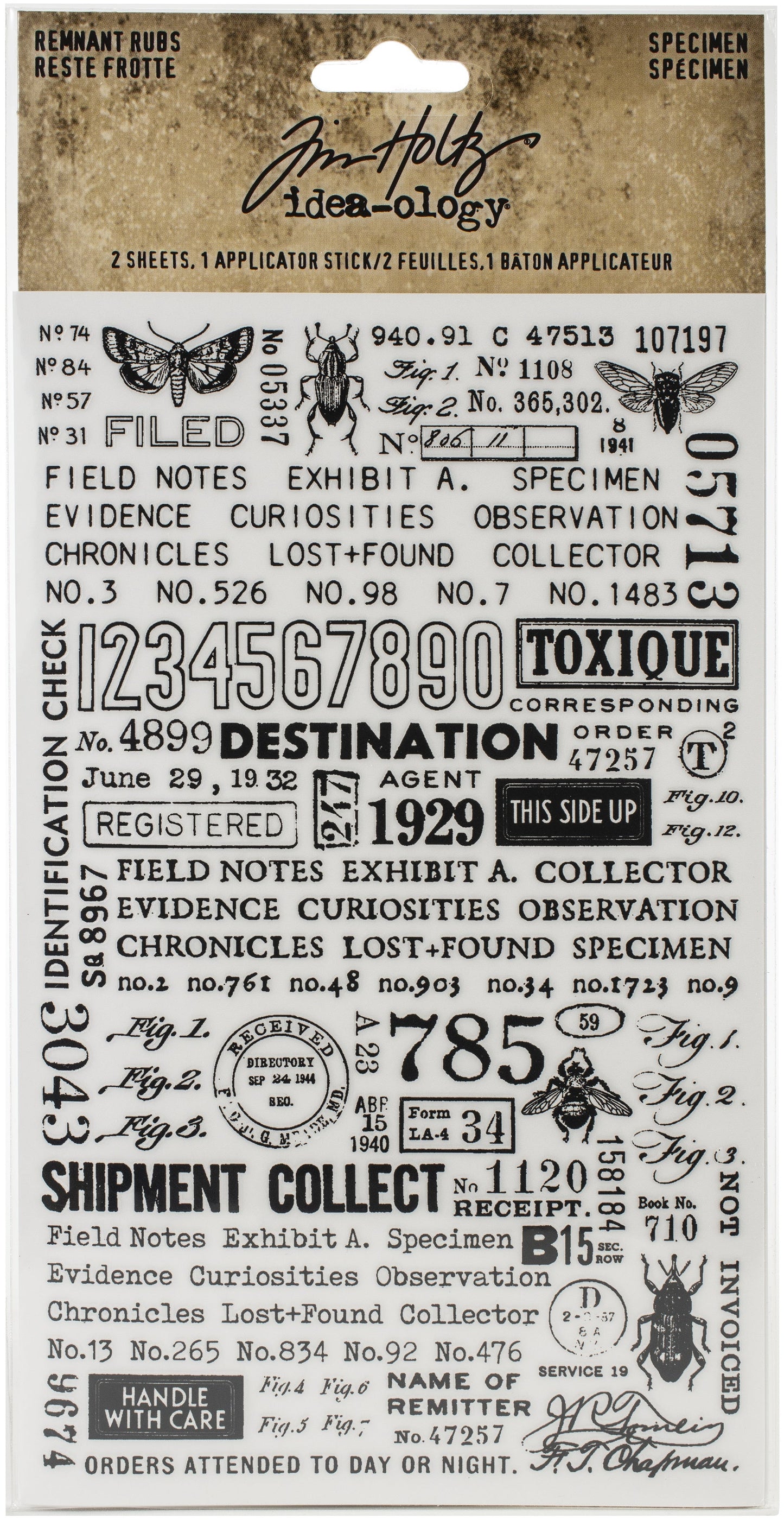 Idea-Ology Remnant Rubs Rub-Ons 4.75"X7.75" 2/Pkg-Specimen