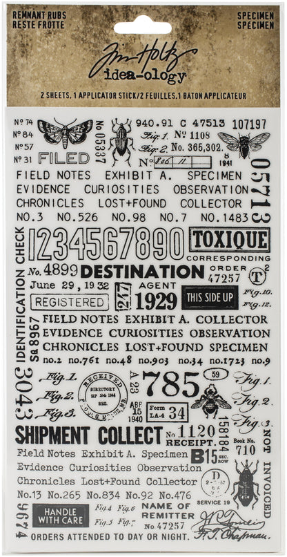 Idea-Ology Remnant Rubs Rub-Ons 4.75"X7.75" 2/Pkg-Specimen