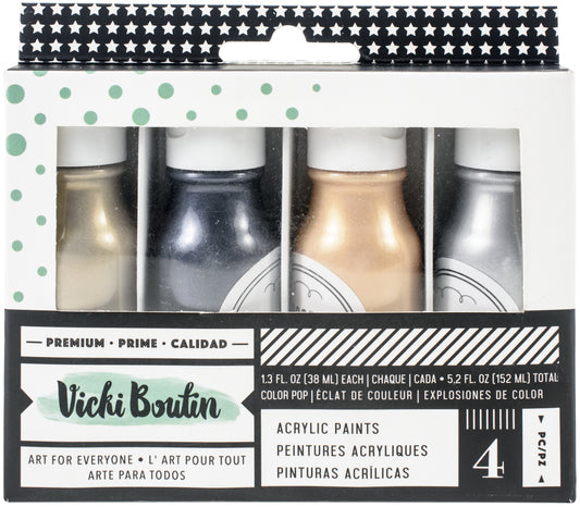 Vicki Boutin Mixed Media Color Pop Acrylic Paint 1.7oz 4/Pkg-Metallics