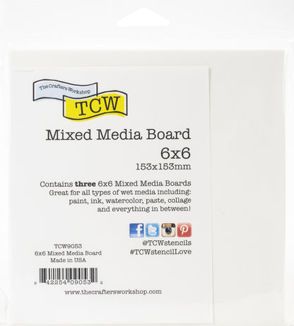 Crafter's Workshop Mixed Media Board 6"X6" 3/Pkg-