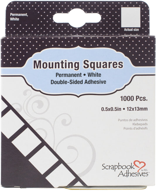 Scrapbook Adhesives Mounting Squares 1000/Pkg-Permanent White .5"X.5"