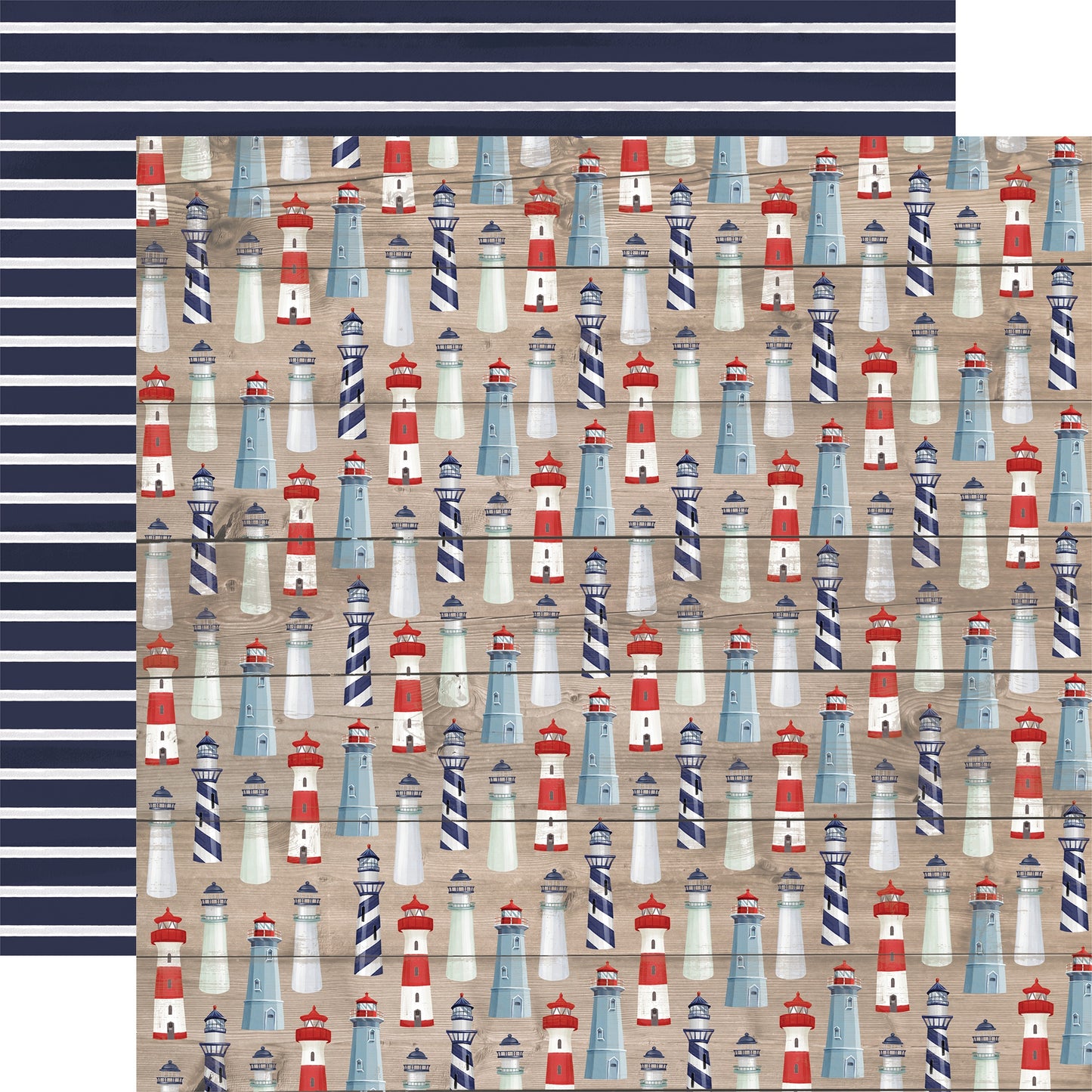 By The Sea Double-Sided Cardstock 12"X12"-Nautical Plaid